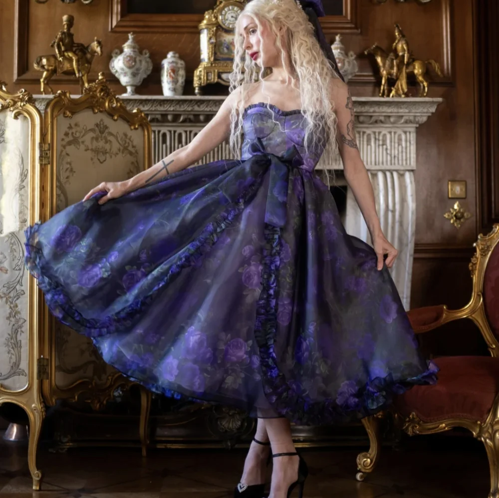 Purple Strapless Sundress for Prom - Picture 2 of 5